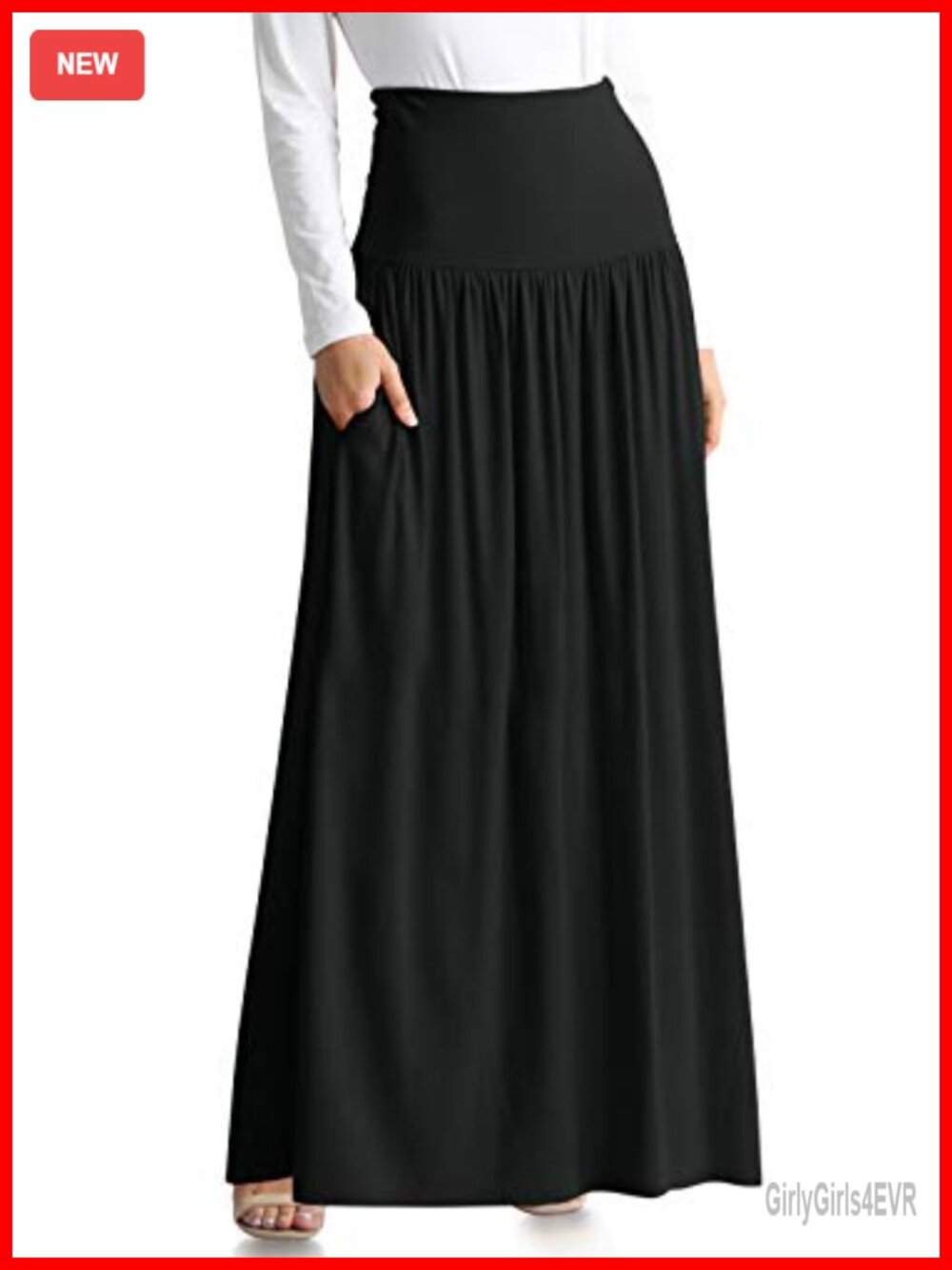Maxi Skirt Ankle Length High Waisted A-Line Stretch Modal Long Skirt